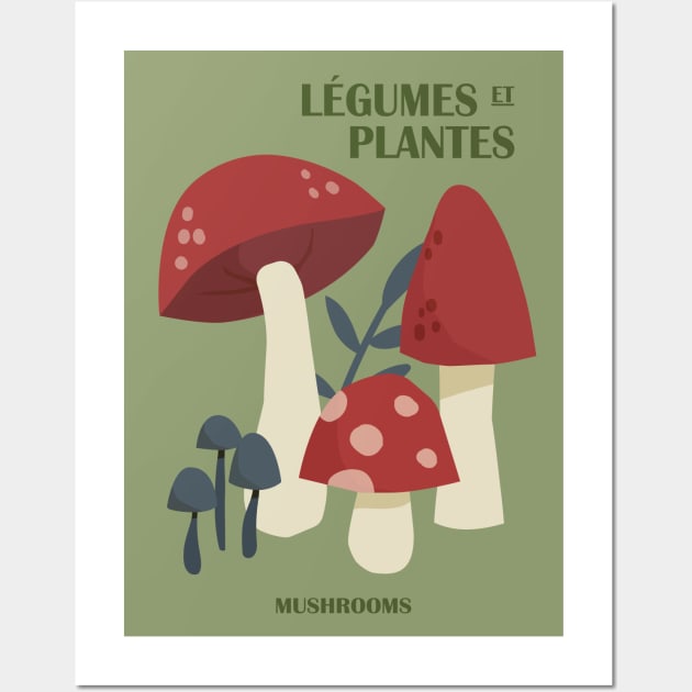 Mushrooms, Cottagecore decor, Goblincore, Posters aesthetic, Autumn art, Museum poster, Abstract Wall Art by KristinityArt